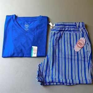 Wonder Nation Tshirt Shorts Set Girls XL Nautical White Royal Blue